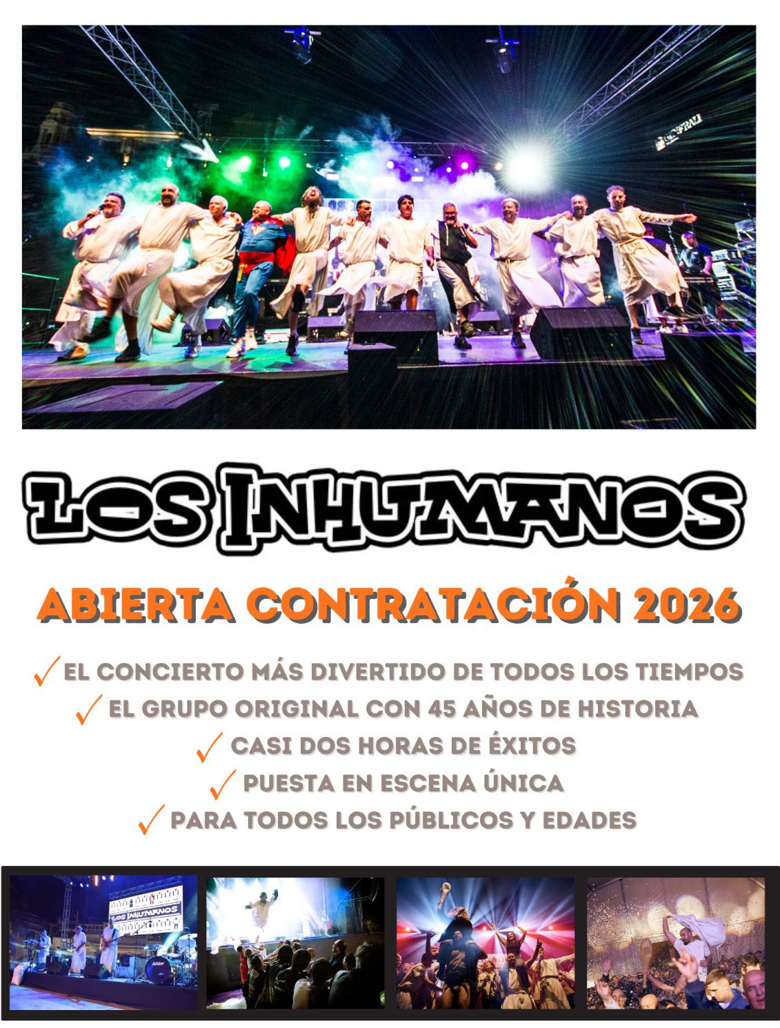 Contratar a Los Inhumanos. Conciertos Los Inhumanos. Fiesta Los Inhumanos. Fiestas Populares.